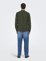 Only and Sons Caiden - Slimfit hørmix skjorte m. kinakrave - HUSET Men & Women