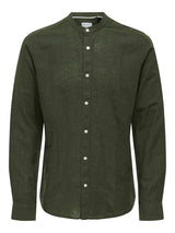 Only and Sons Caiden - Slimfit hørmix skjorte m. kinakrave - HUSET Men & Women
