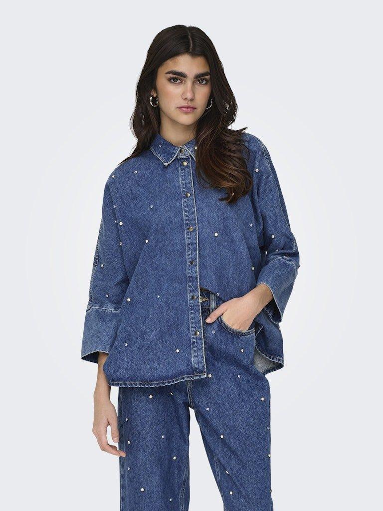 Only Grace - Rhinestone denim skjorte - HUSET Men & Women