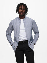Only and Sons Caiden - Slimfit hørmix skjorte m. kinakrave - HUSET Men & Women