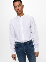 Only and Sons Caiden - Slimfit hørmix skjorte m. kinakrave - HUSET Men & Women