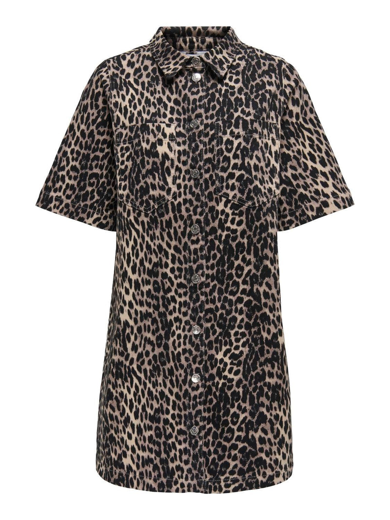 FORUDBESTILLING (Maj) Only Anlie - Leopard kjole denim - HUSET Men & Women (9161278325083)