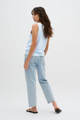 My Essential Wardrobe Lisa - Stribet hørmix top - HUSET Men & Women