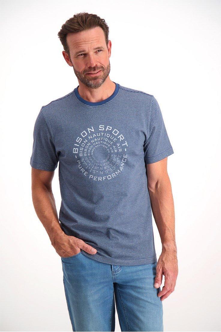 Bison - Stribet t-shirt m. print (S - 3XL) - HUSET Men & Women
