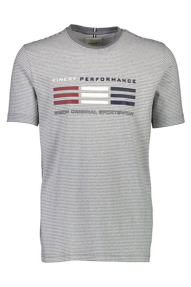 Bison - Stribet t-shirt m. print (S - 3XL) - HUSET Men & Women