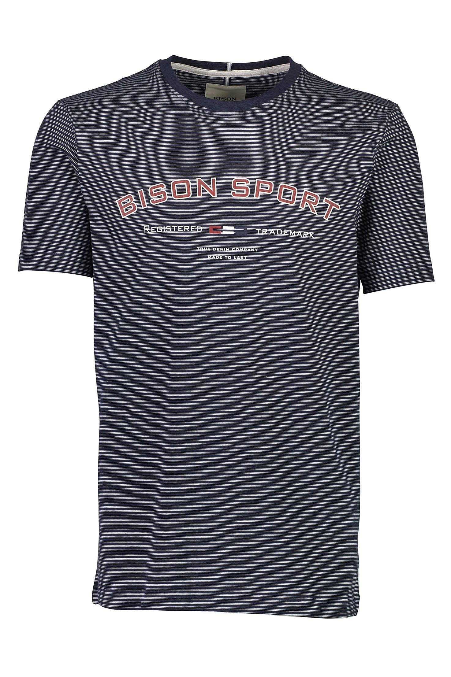 Bison - Stribet T-shirt m. print (XXL - 4XL) - HUSET Men & Women