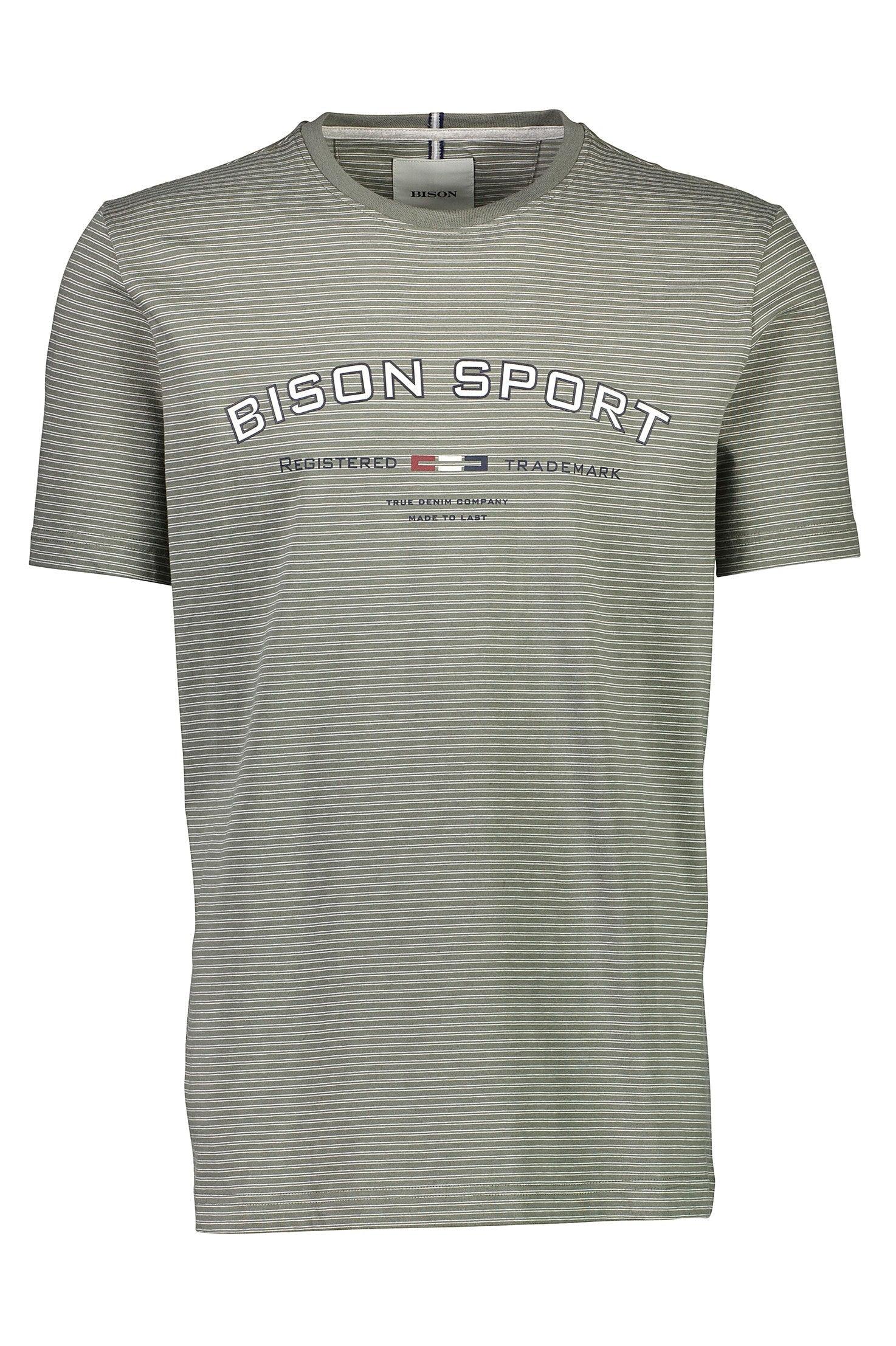 Bison - Stribet T-shirt m. print (XXL - 4XL) - HUSET Men & Women