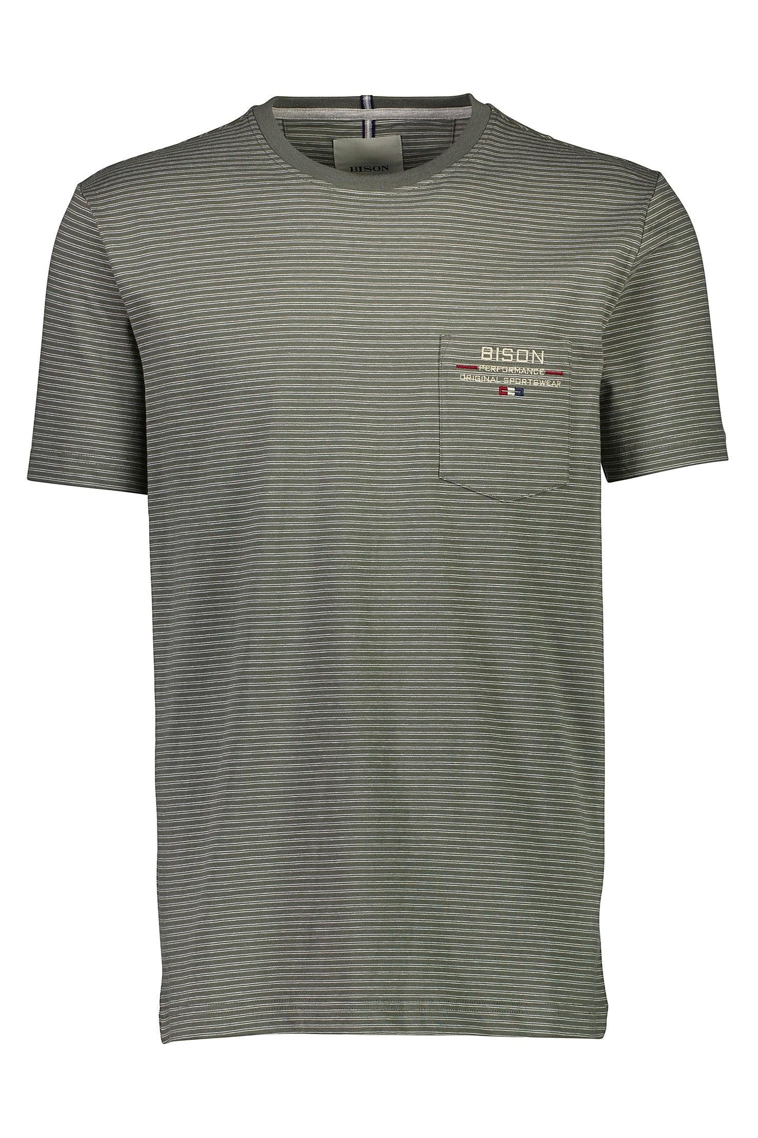 Bison T-shirt - Stribet med brystlomme (S-3XL) - HUSET Men & Women