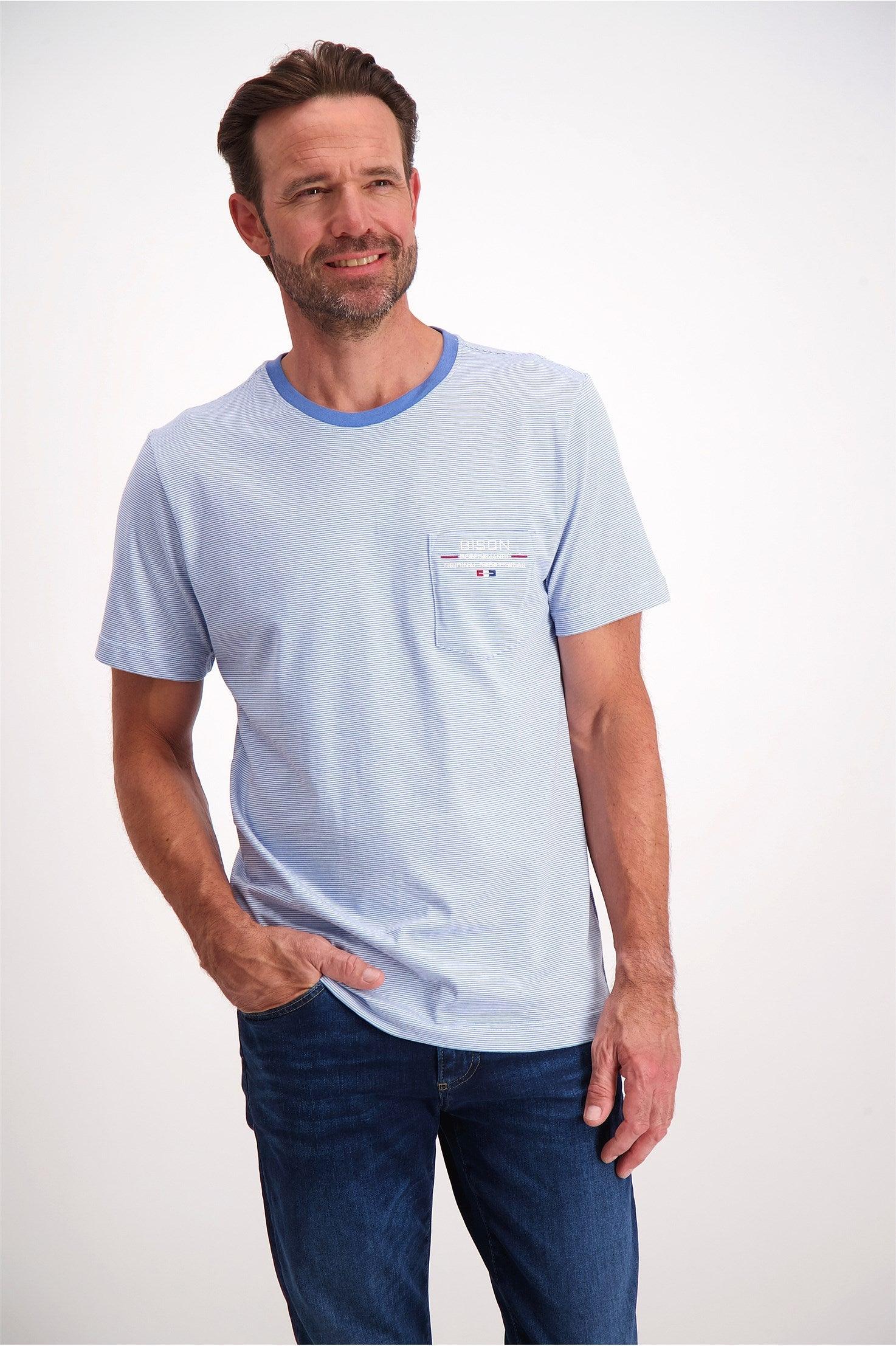 Bison T-shirt - Stribet med brystlomme (S-3XL) - HUSET Men & Women