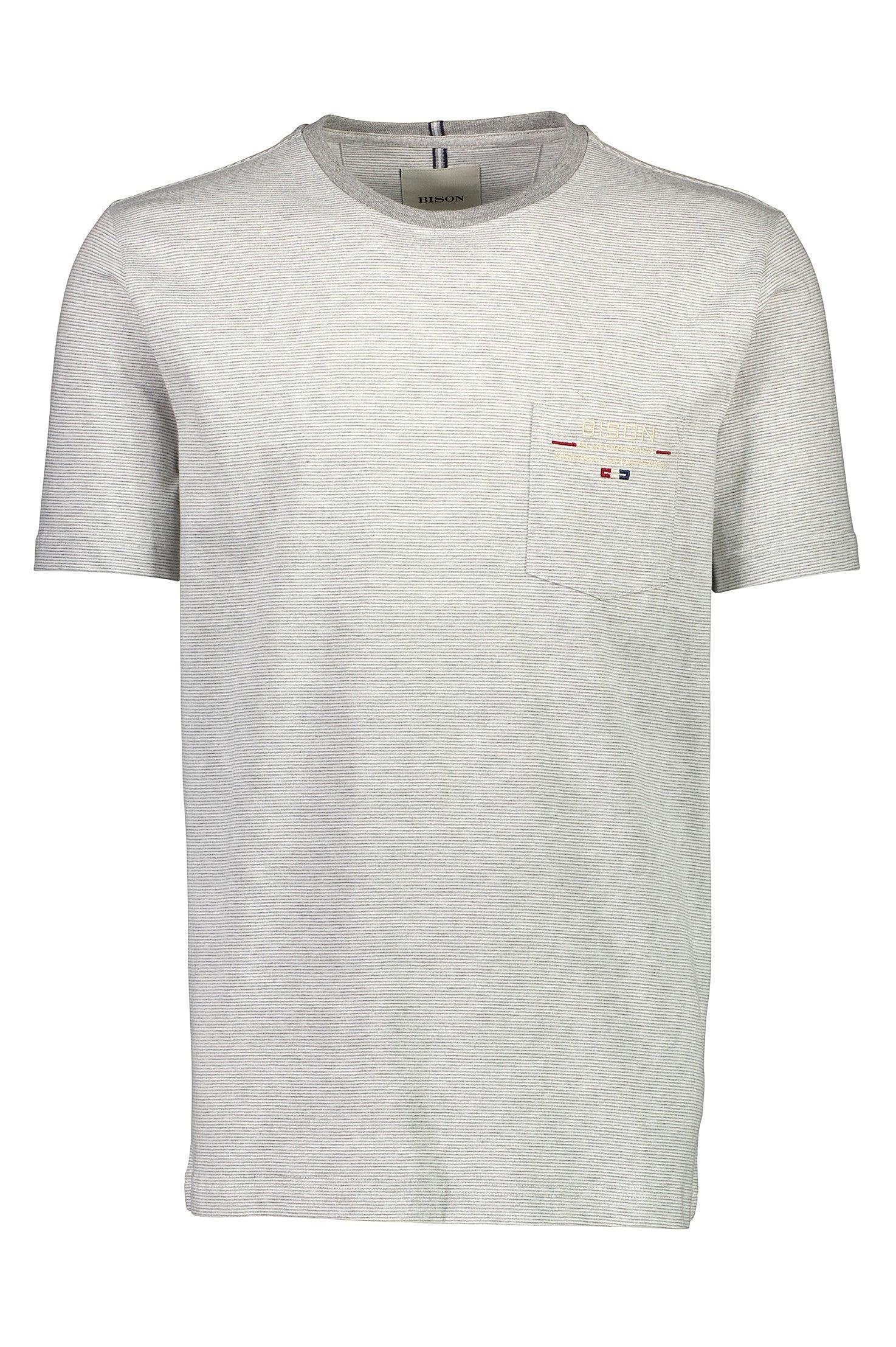 Bison T-shirt - Stribet med brystlomme (XXL-4XL) - HUSET Men & Women