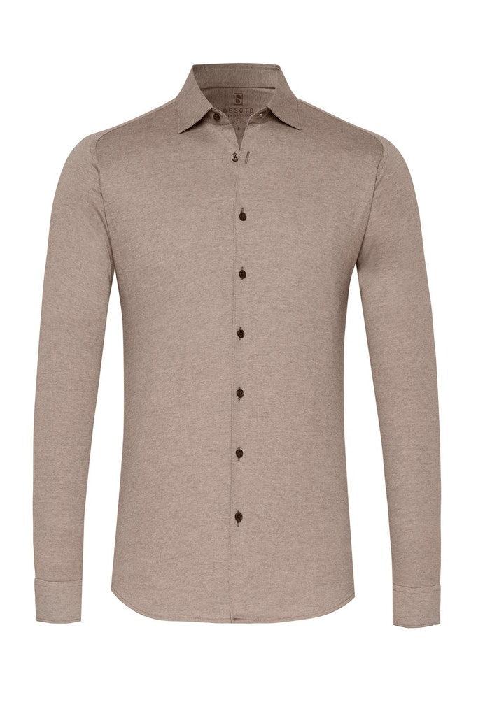 Desoto Piqué langærmet jersey skjorte - HUSET Men & Women