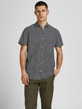 Jack and Jones Summer Geo - Kortærmet slimfit hørmix skjorte - HUSET Men & Women