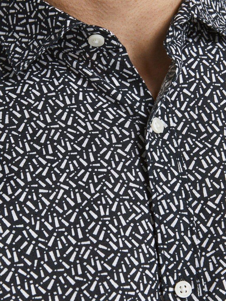 Jack and Jones Summer Geo - Kortærmet slimfit hørmix skjorte - HUSET Men & Women