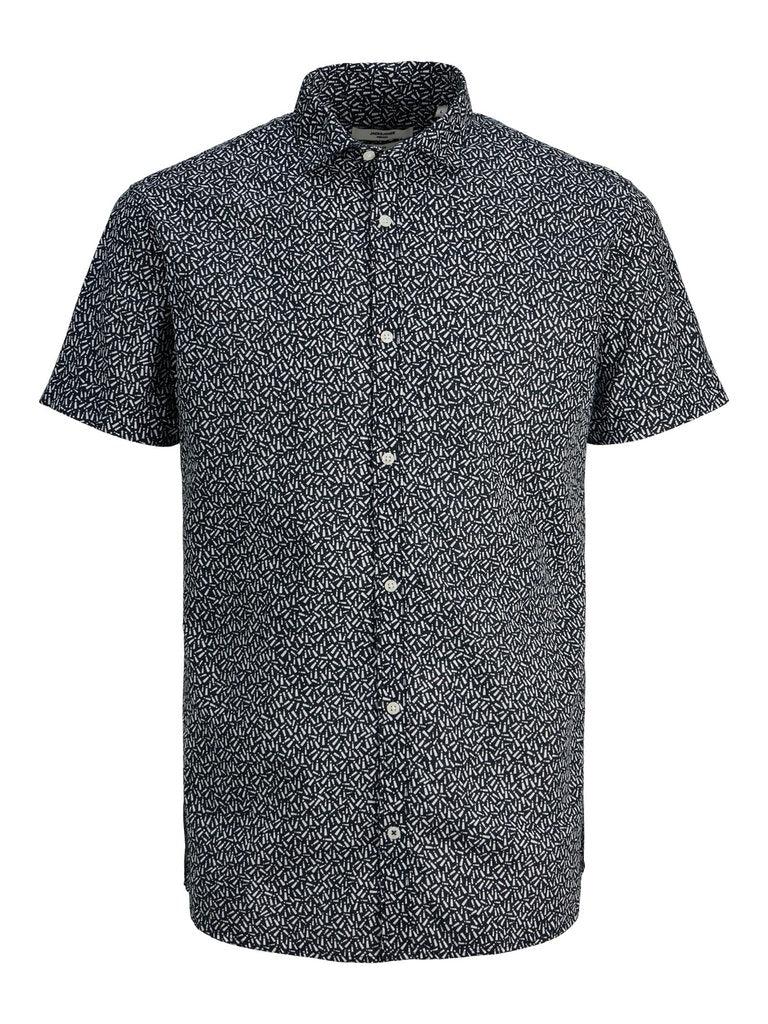 Jack and Jones Summer Geo - Kortærmet slimfit hørmix skjorte - HUSET Men & Women
