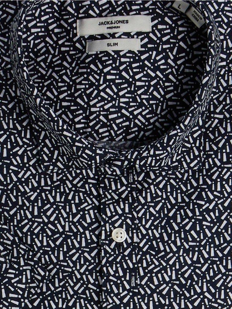 Jack and Jones Summer Geo - Kortærmet slimfit hørmix skjorte - HUSET Men & Women