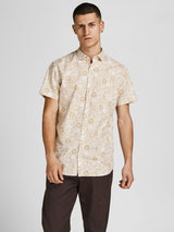 Jack and Jones Summer Geo - Kortærmet slimfit hørmix skjorte - HUSET Men & Women