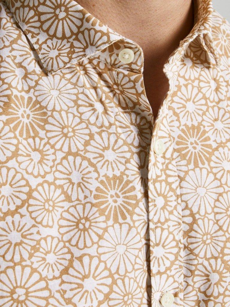 Jack and Jones Summer Geo - Kortærmet slimfit hørmix skjorte - HUSET Men & Women