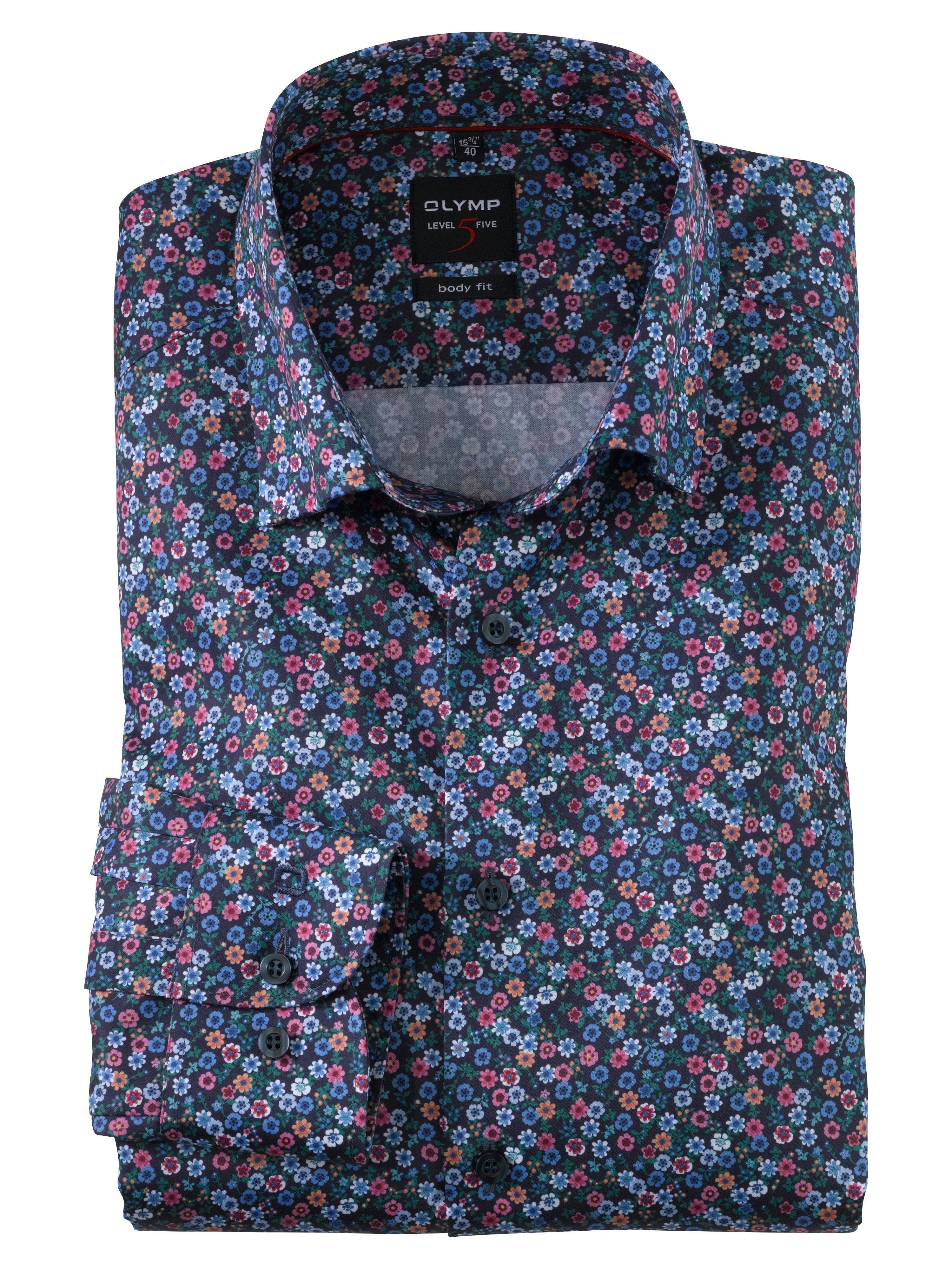 Olymp Level 5 Body fit skjorte med blomster mønster - HUSET Men & Women