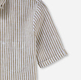 Olymp Luxor - Modern Fit stribet kortærmet hørskjorte - HUSET Men & Women