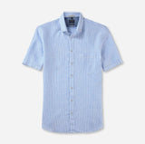 Olymp Luxor - Modern Fit stribet kortærmet hørskjorte - HUSET Men & Women