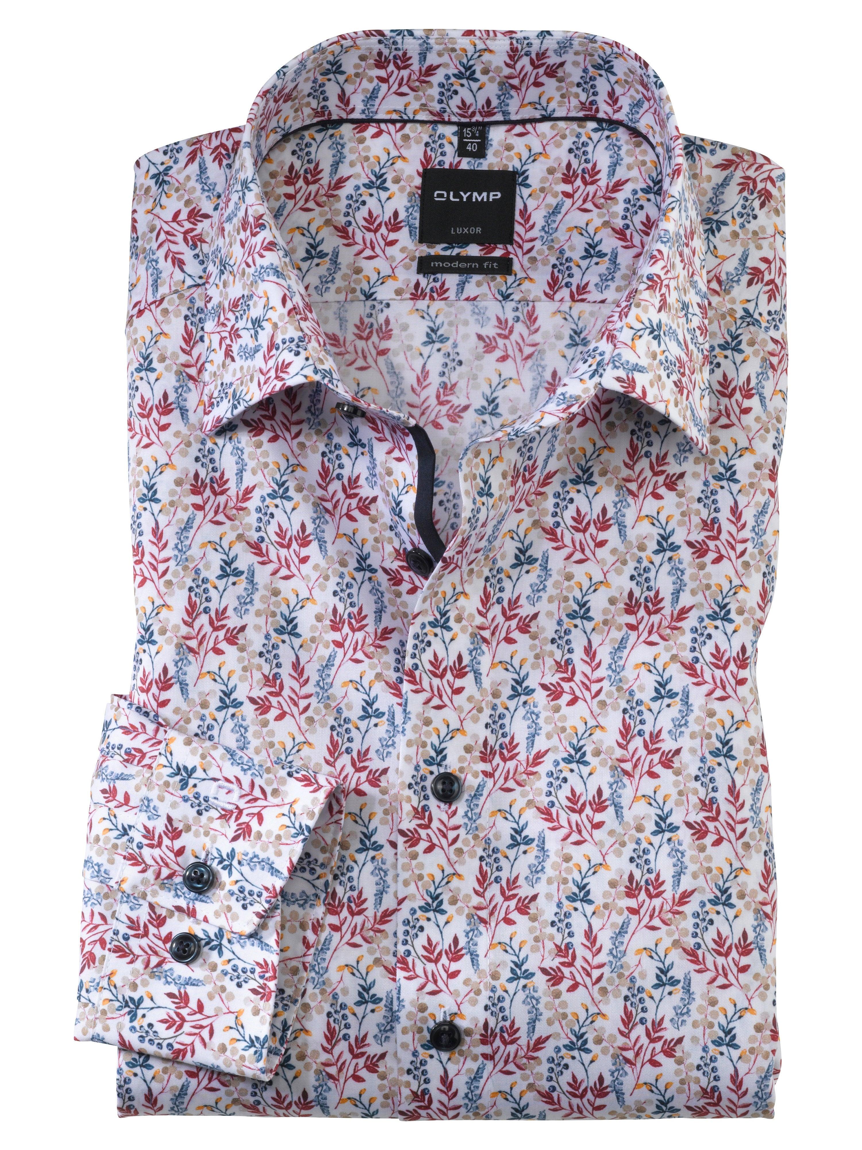Olymp Modern Fit mønstret strygefri skjorte - HUSET Men & Women