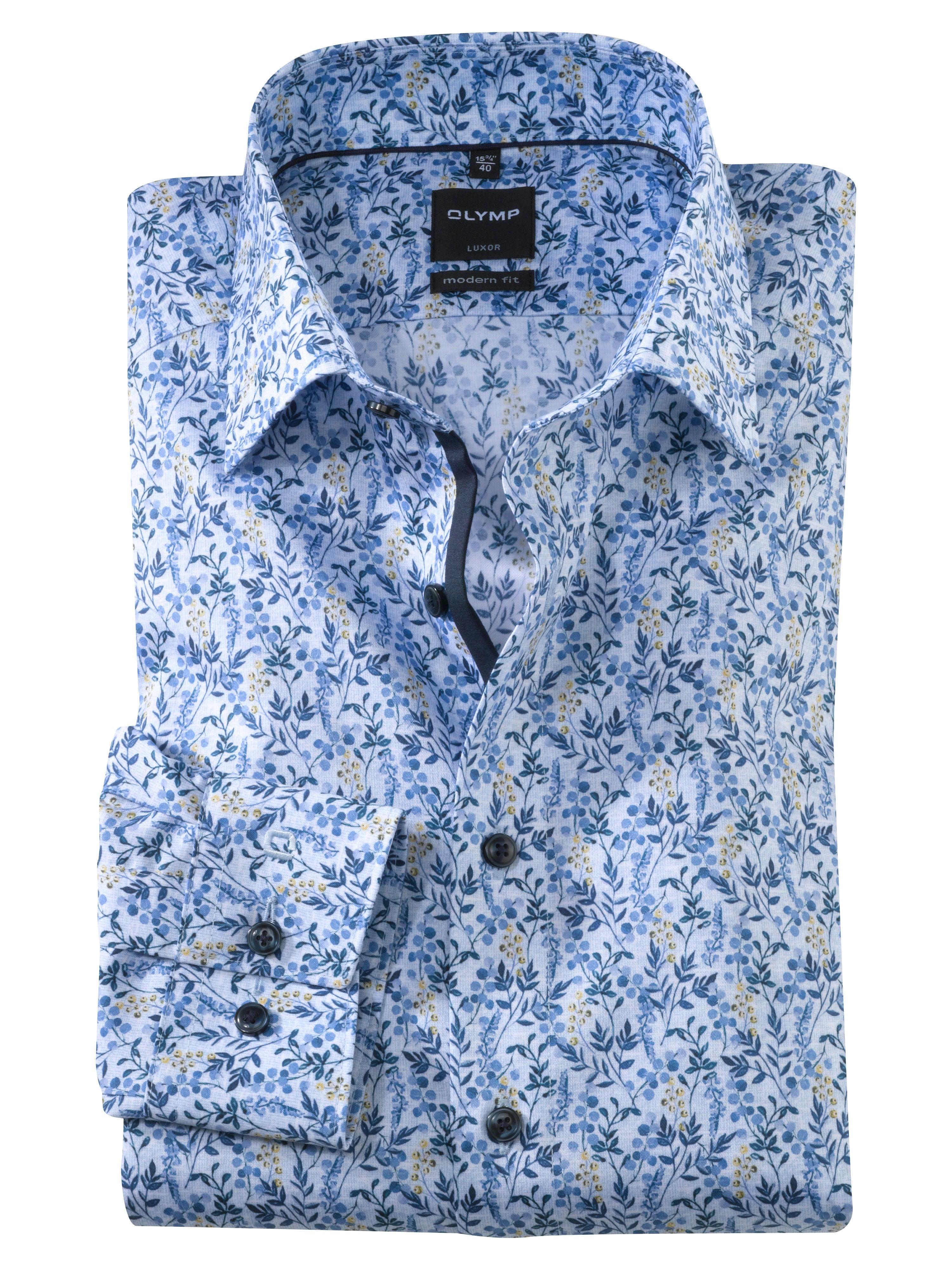 Olymp Modern Fit mønstret strygefri skjorte - HUSET Men & Women