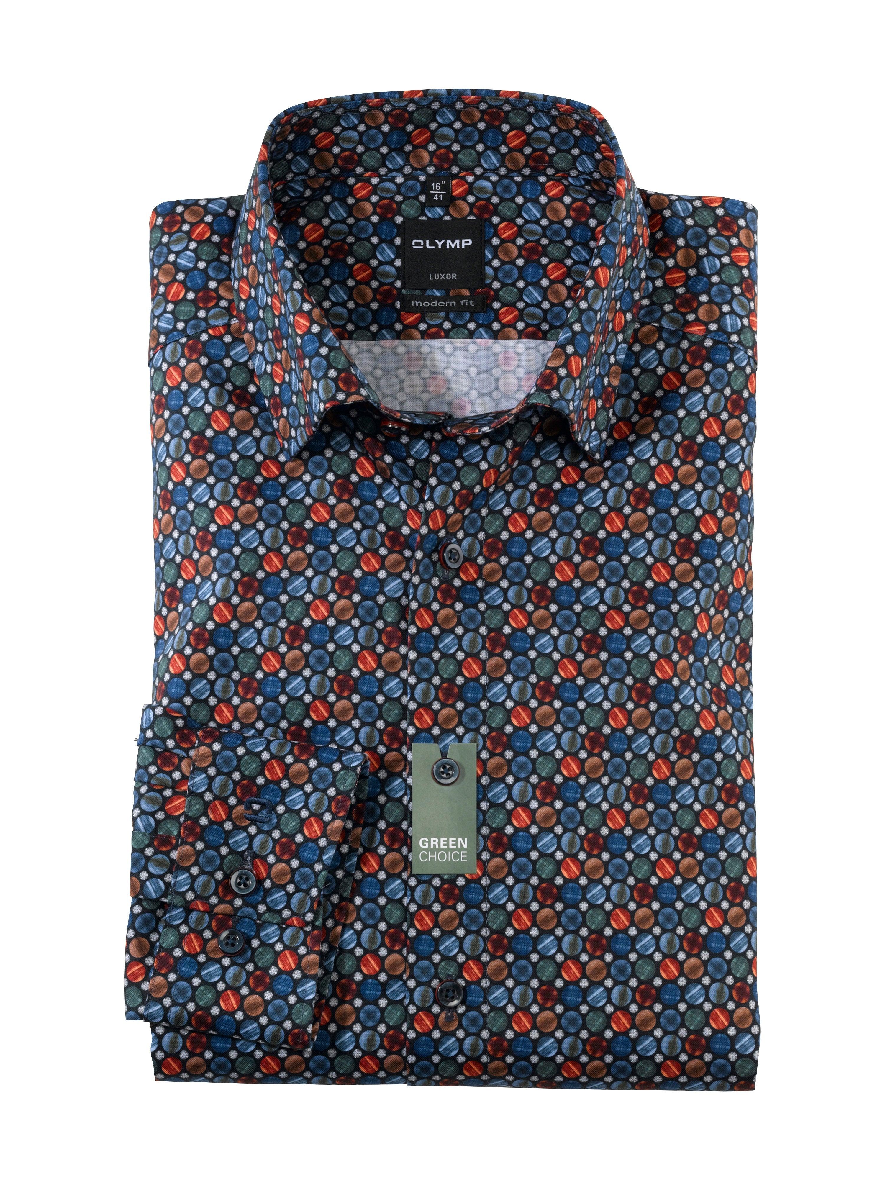 Olymp Modern Fit mønstret strygefri skjorte - HUSET Men & Women