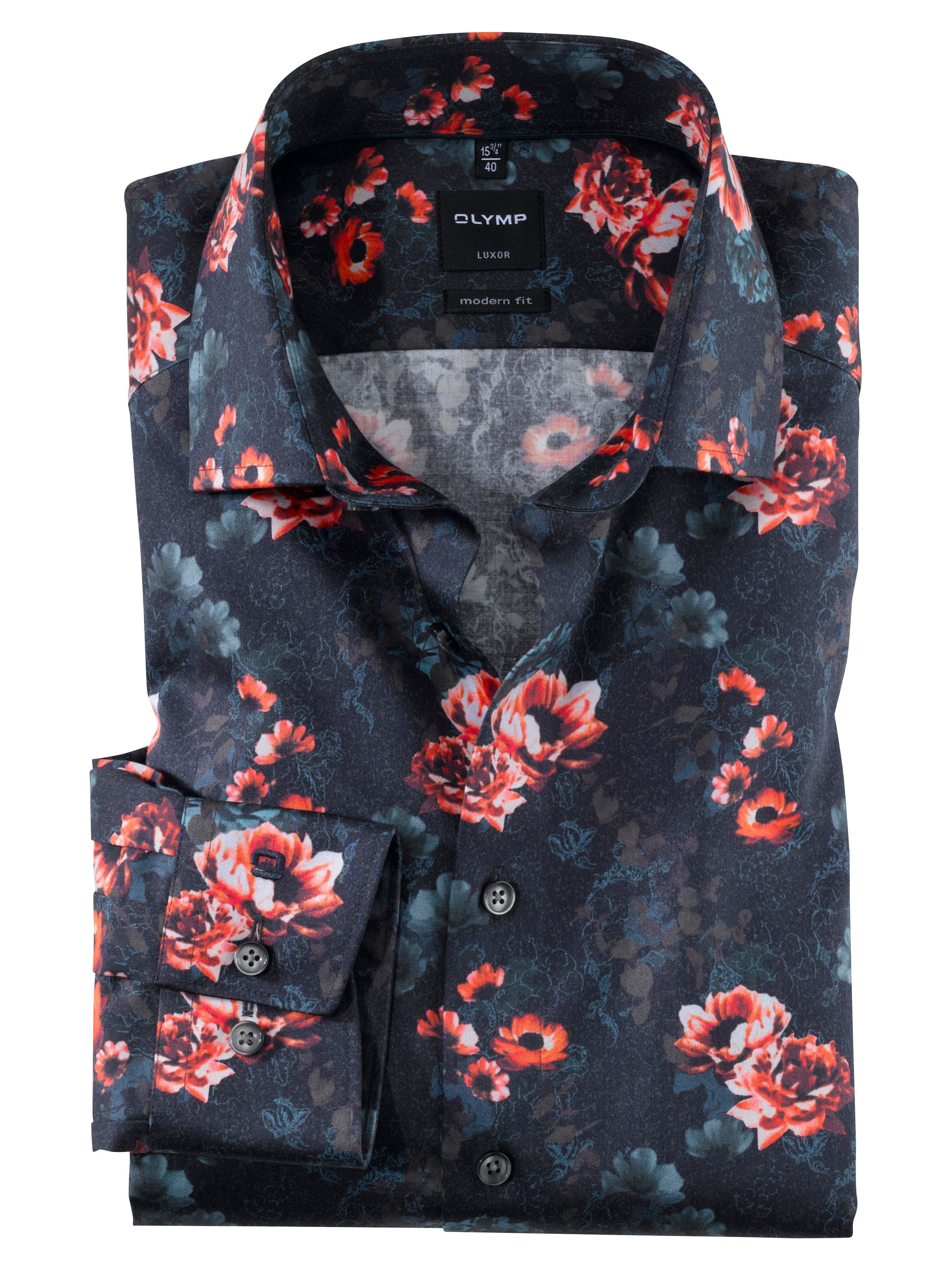 Olymp Strygefri skjorte - Blomstret mønster - HUSET Men & Women