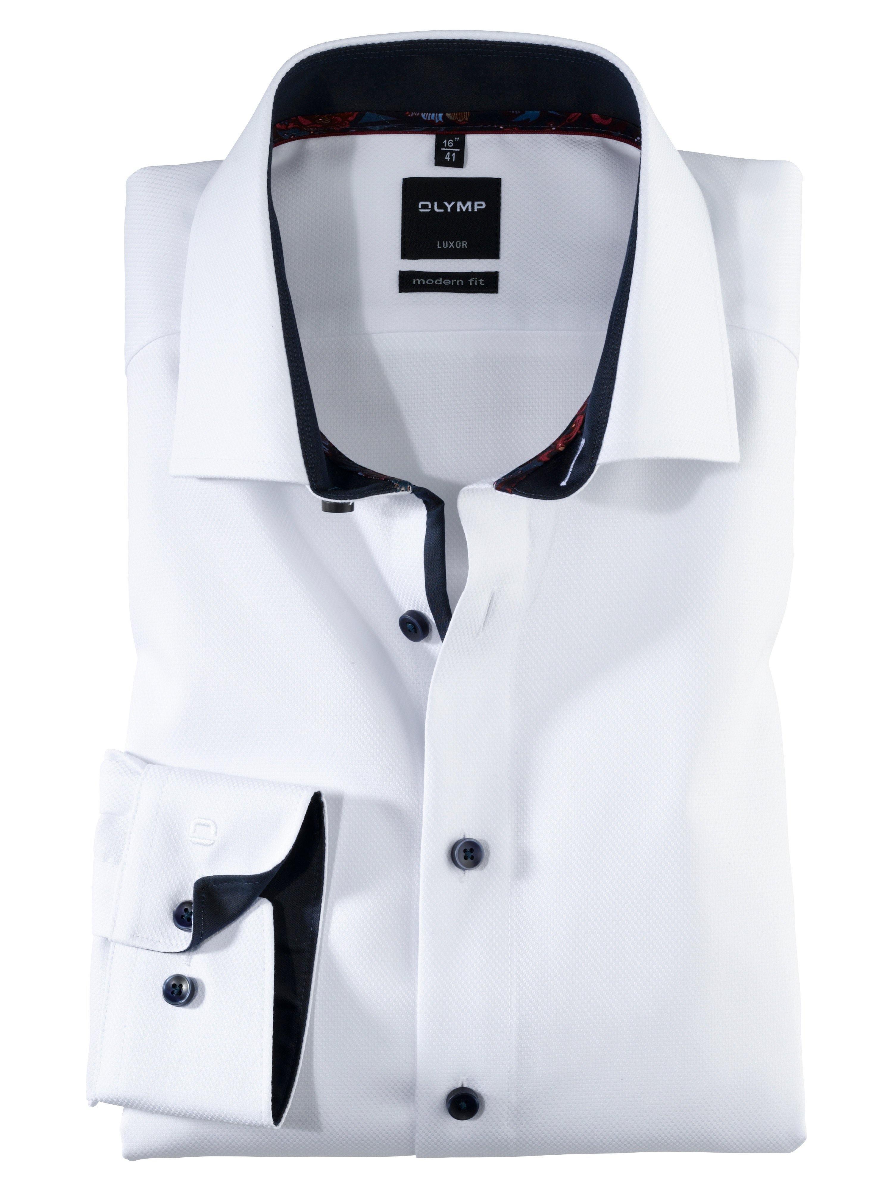 Olymp Strygefri skjorte - Hvid struktur - HUSET Men & Women