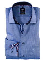 Olymp Strygefri skjorte - Mellemblå struktur - HUSET Men & Women