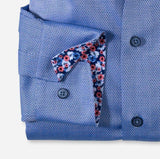 Olymp Strygefri skjorte - Mellemblå struktur - HUSET Men & Women