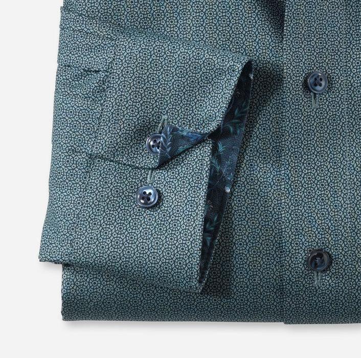 Olymp Strygefri skjorte - Mørkegrøn printet - HUSET Men & Women