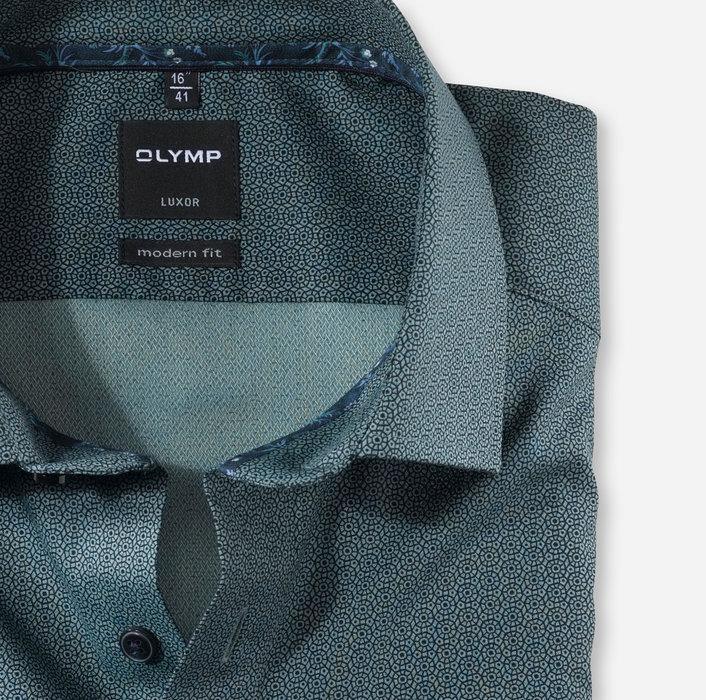 Olymp Strygefri skjorte - Mørkegrøn printet - HUSET Men & Women
