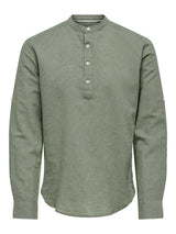 Only and Sons Caiden - Slimfit hørmix skjorte m. halfplacket - HUSET Men & Women