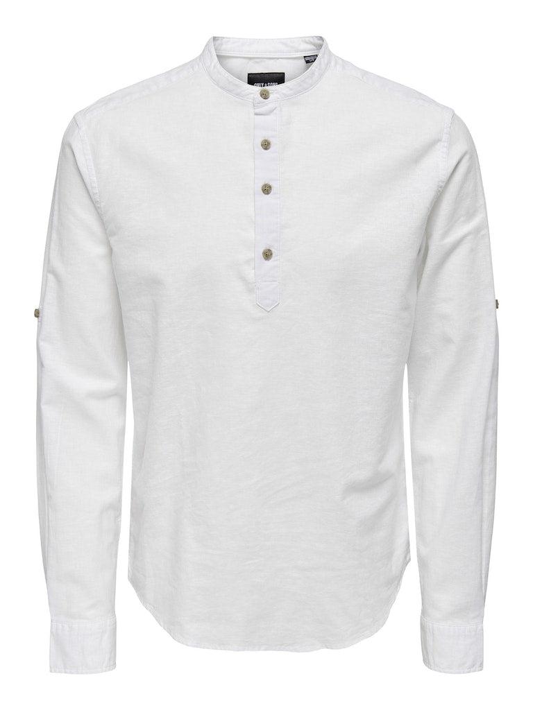 Only and Sons Caiden - Slimfit hørmix skjorte m. halfplacket - HUSET Men & Women
