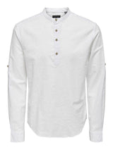 Only and Sons Caiden - Slimfit hørmix skjorte m. halfplacket - HUSET Men & Women