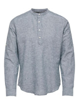 Only and Sons Caiden - Slimfit hørmix skjorte m. halfplacket - HUSET Men & Women
