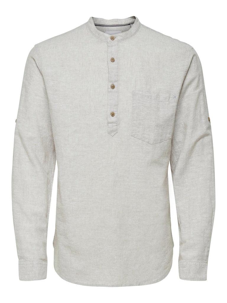 Only and Sons Caiden - Slimfit hørmix skjorte m. halfplacket - HUSET Men & Women