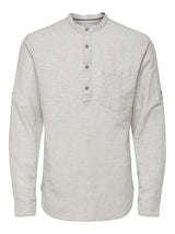 Only and Sons Caiden - Slimfit hørmix skjorte m. halfplacket - HUSET Men & Women