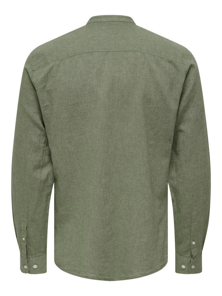 Only and Sons Caiden - Slimfit hørmix skjorte m. kinakrave - HUSET Men & Women