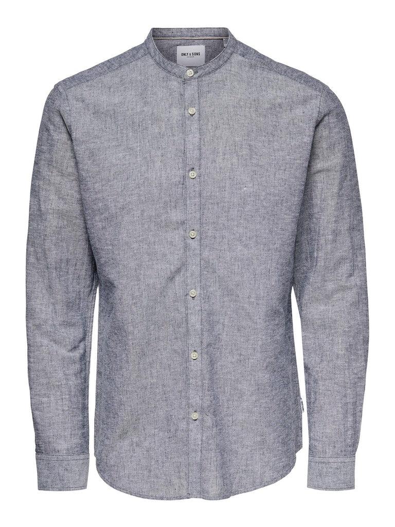 Only and Sons Caiden - Slimfit hørmix skjorte m. kinakrave - HUSET Men & Women