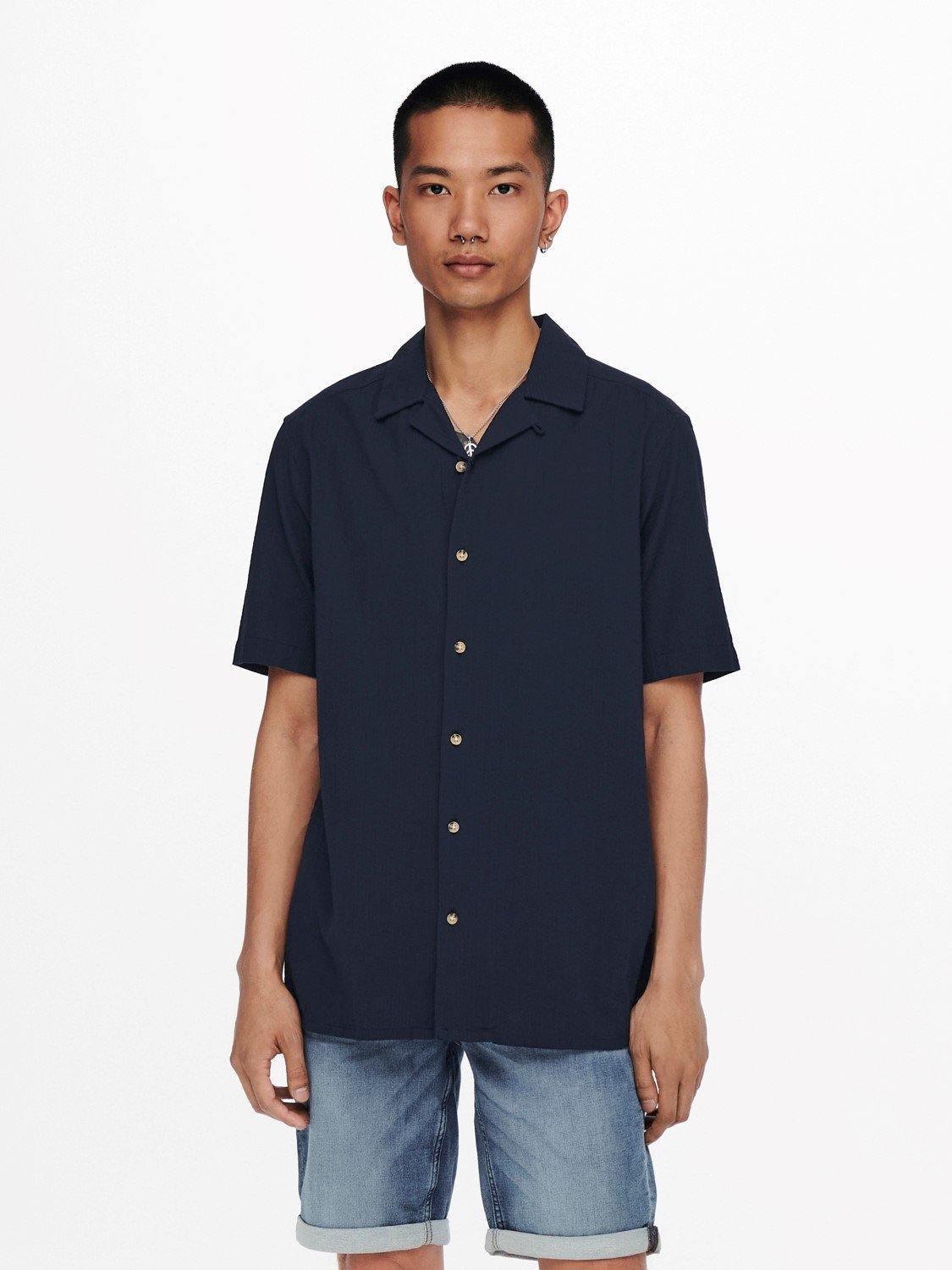 Only & Sons Steve - Seersucker kortærmet skjorte - HUSET Men & Women