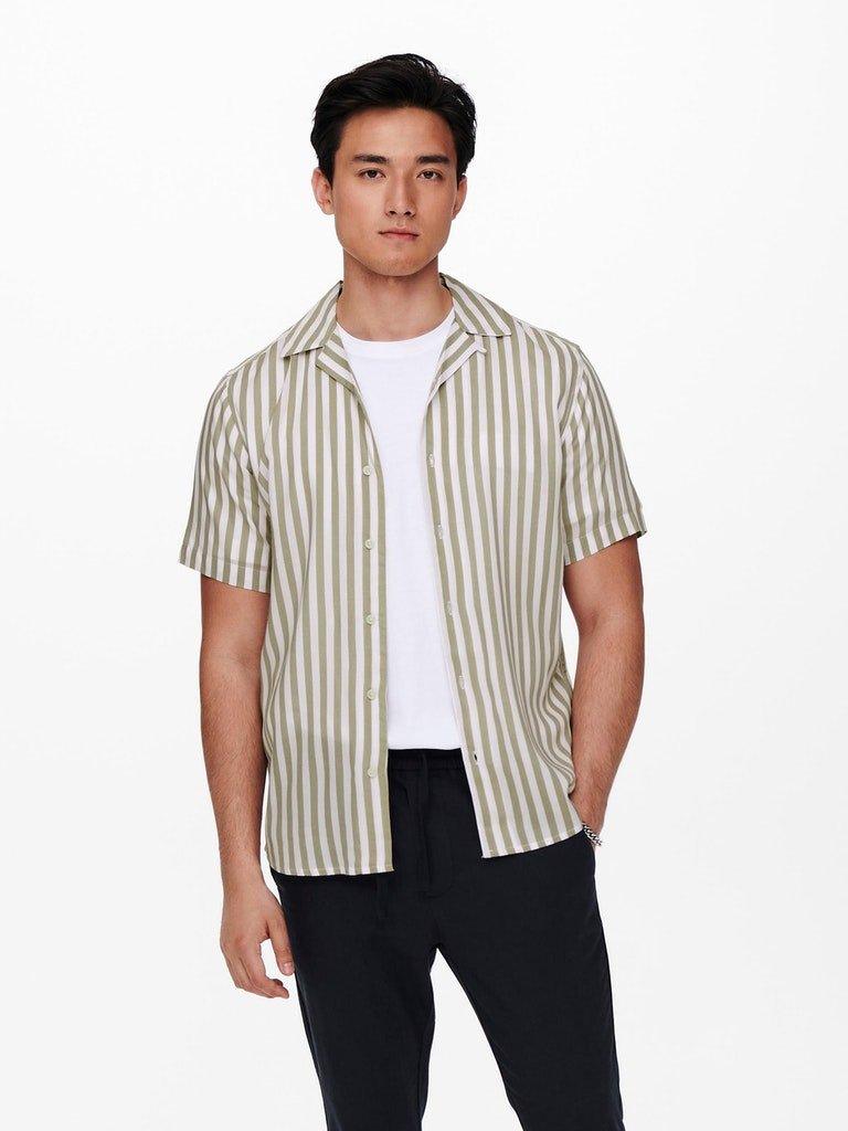 Only and Sons Wayne - Stribet viskose skjorte - HUSET Men & Women
