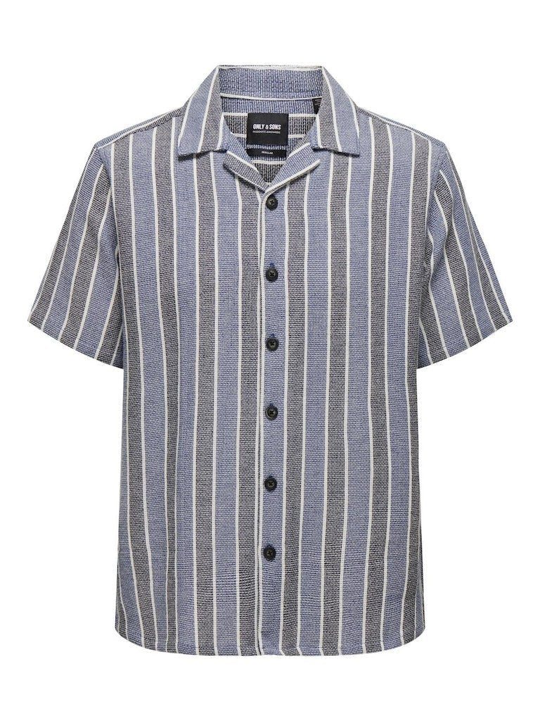 Only & Sons Trev - Kortærmet skjorte med striber i regular fit - HUSET Men & Women (8855658299739)