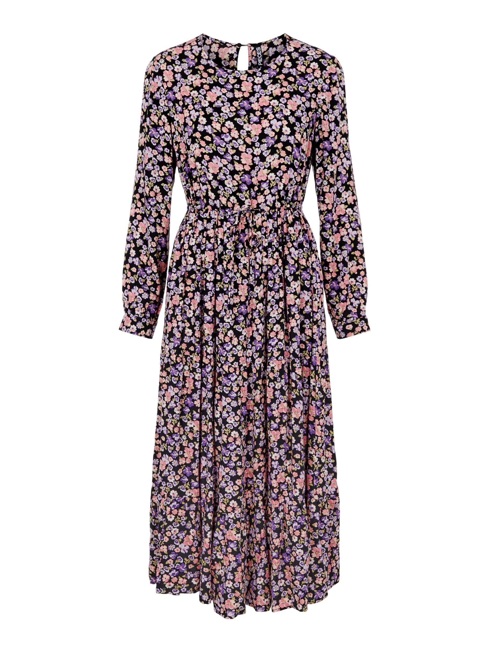 Pieces Ellia - Blomstret midi kjole - HUSET Men & Women