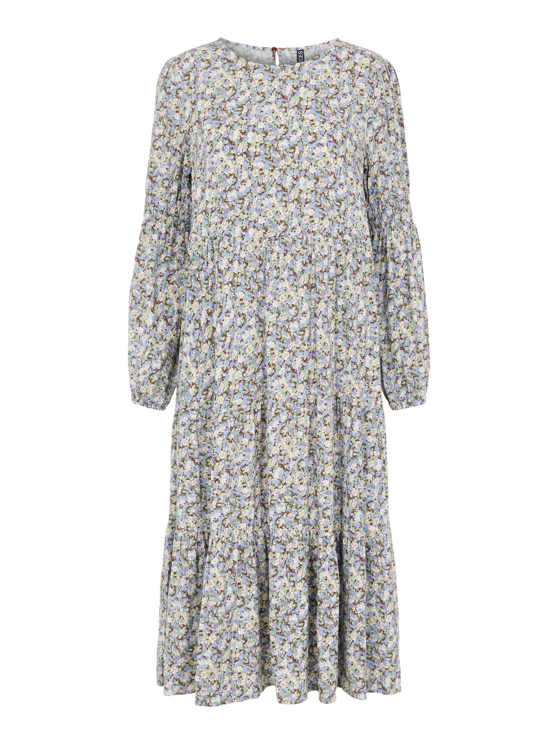 Pieces Fuenta - Blomstret midi kjole - HUSET Men & Women