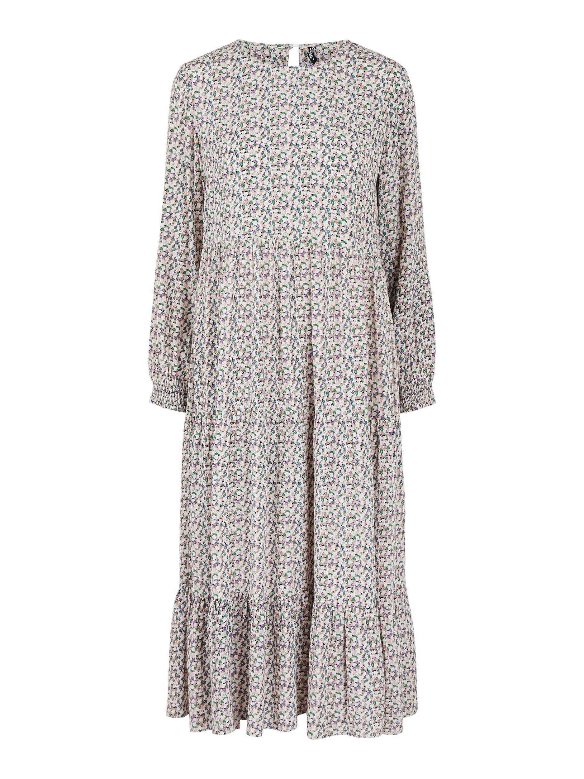 Pieces Hina - Blomstret midikjole - HUSET Men & Women