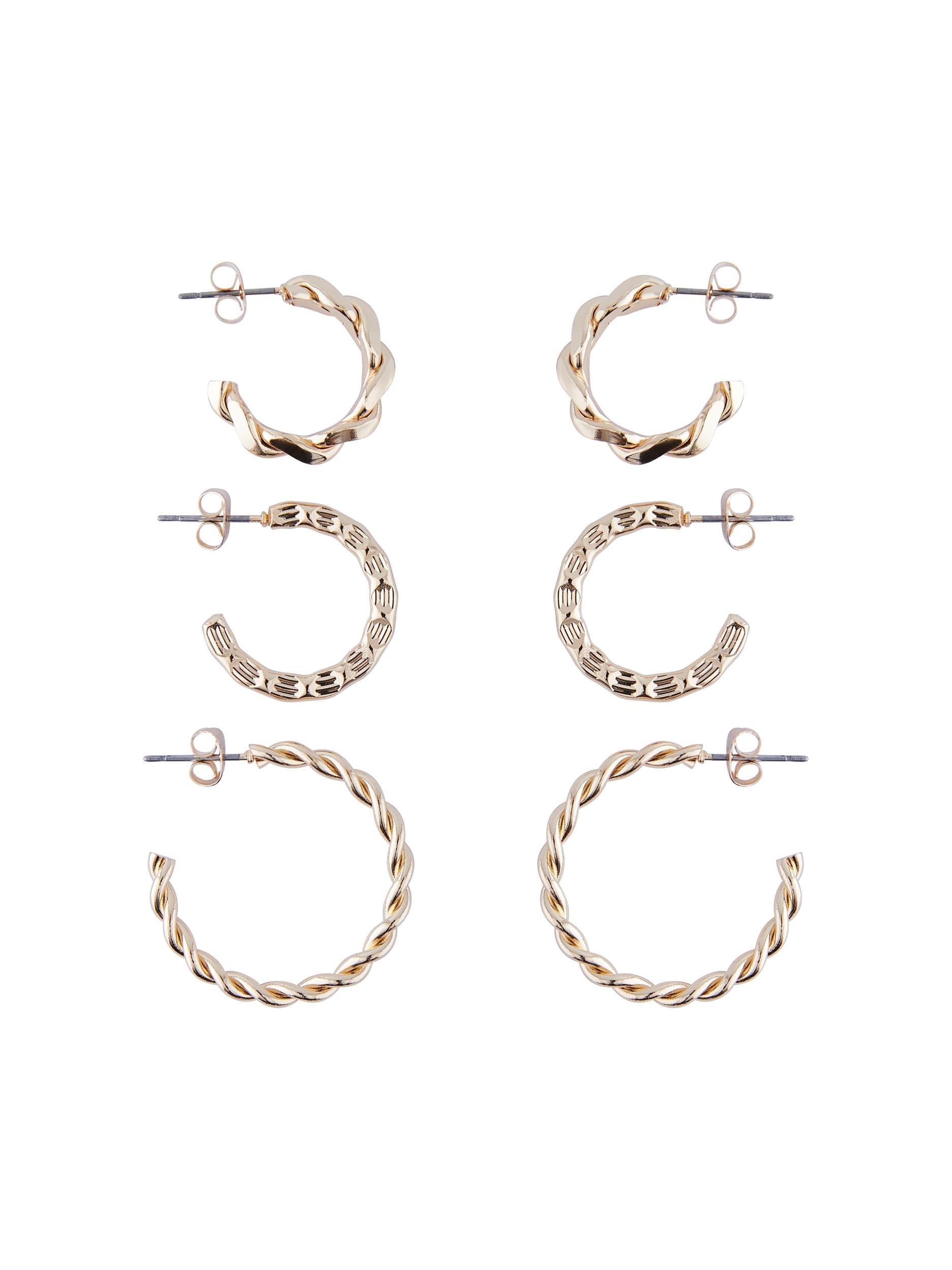 Pieces Saola - 3-pak hoop øringe - HUSET Men & Women