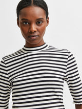 Selected Femme Anna - Stribet 2/4-ærmet t-shirt - HUSET Men & Women