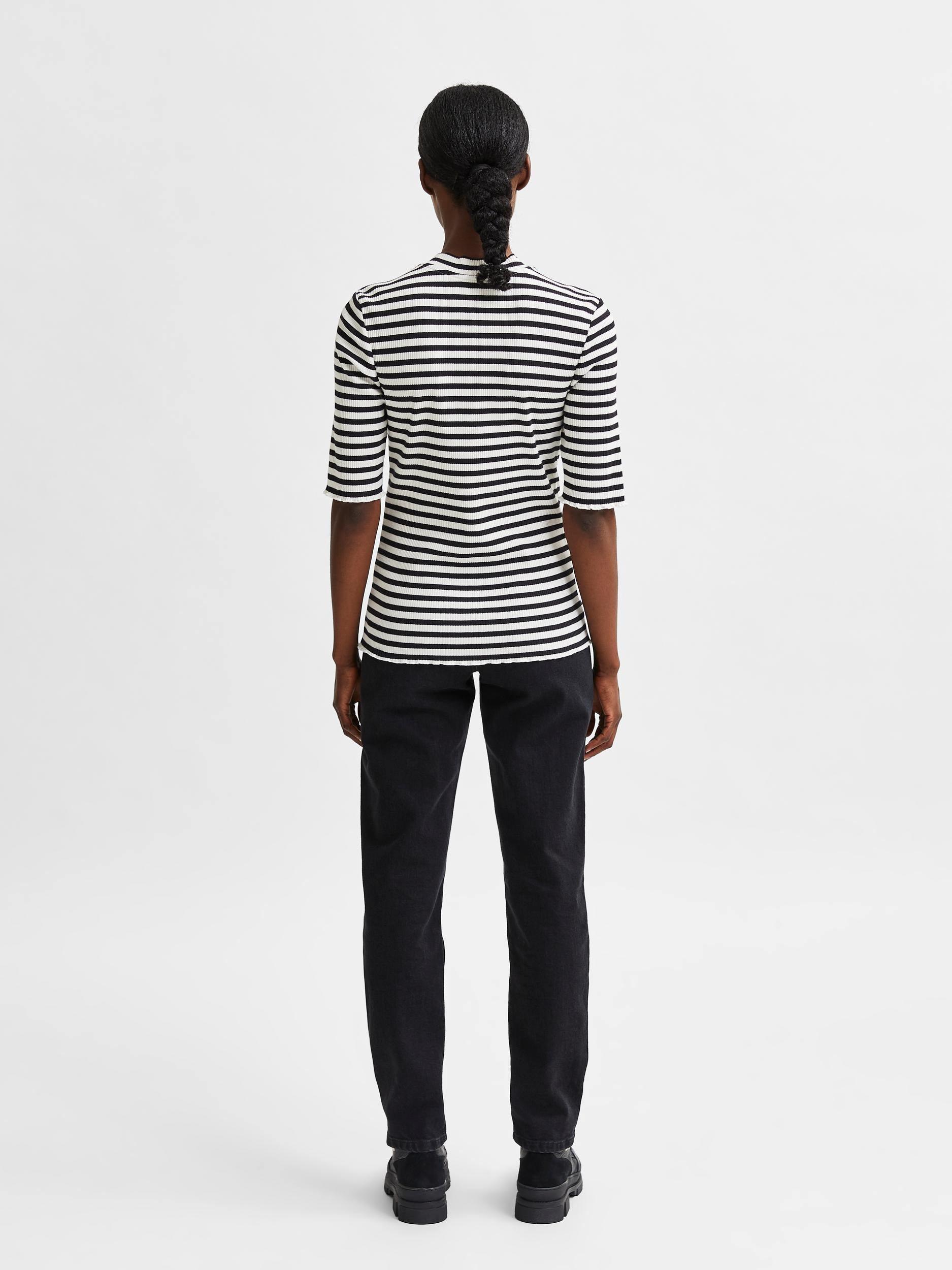 Selected Femme Anna - Stribet 2/4-ærmet t-shirt - HUSET Men & Women